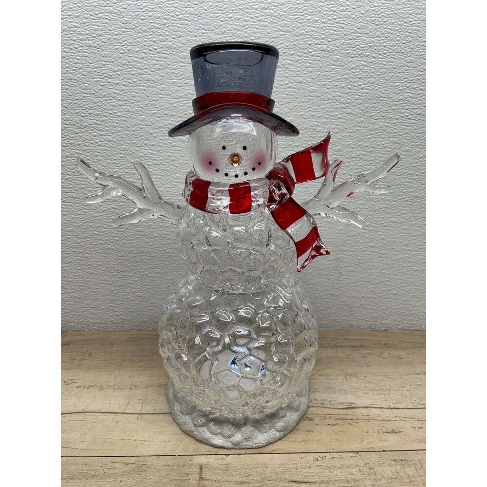 2011 Roman Acrylic LED Battery Lighted 14" Ice Snowman Figurine